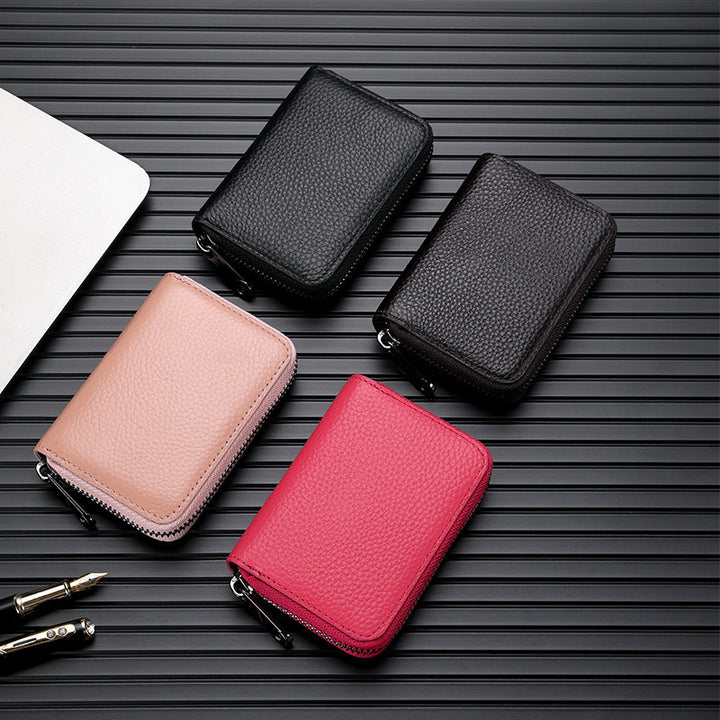 Stylish Zippered Leather Card Holder Kalsten