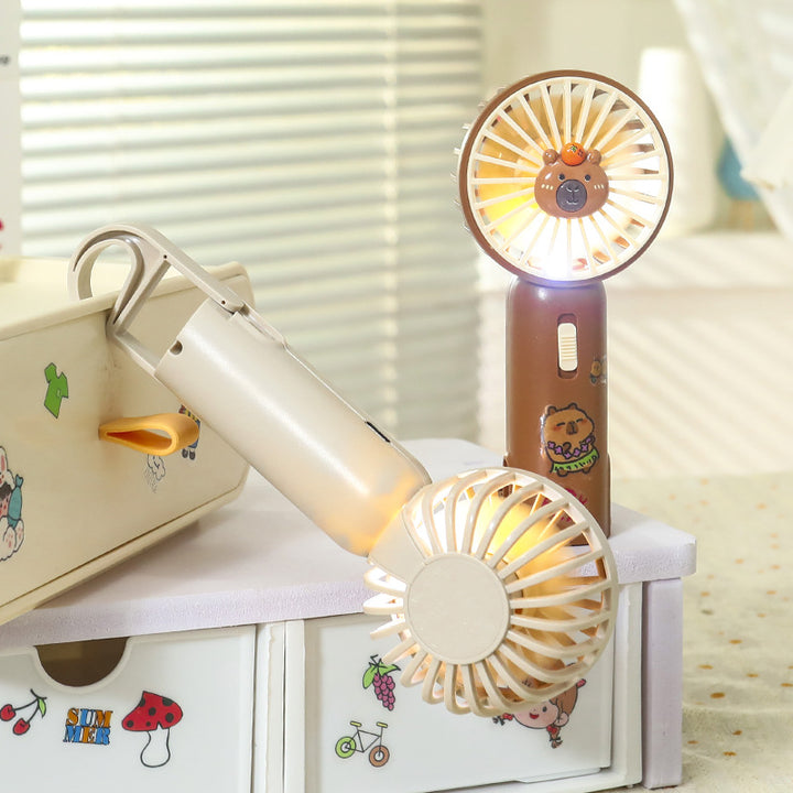 Women's Portable Handheld Fan with Integrated LED Light and Animal Design Kalsten