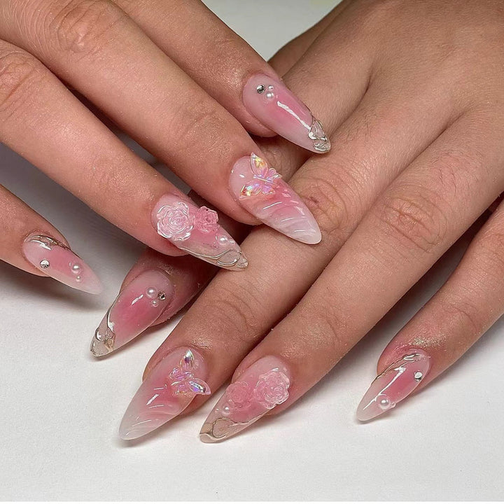 Artistic Floral Nail Extensions Kalsten