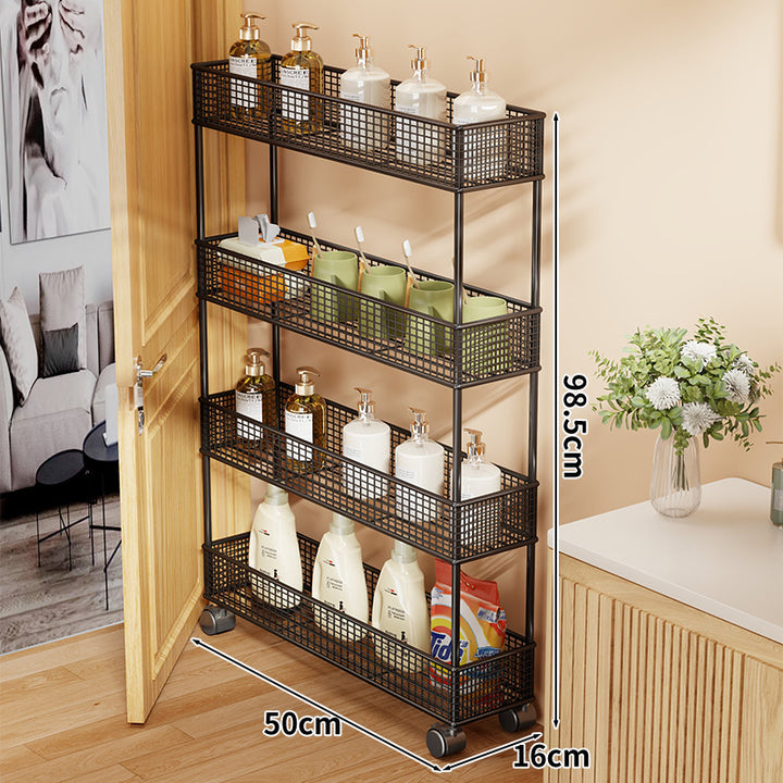 Slim Narrow Pull-Out Mesh Storage Organizer for Cabinet and Door Gap