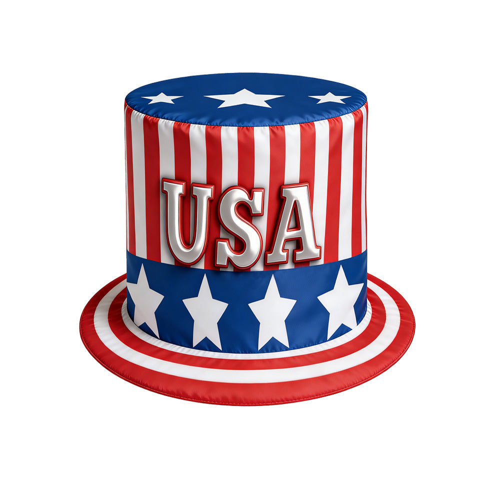 Unisex nan patriotic party top hat with all-over flag pattern and stable brim Kalsten