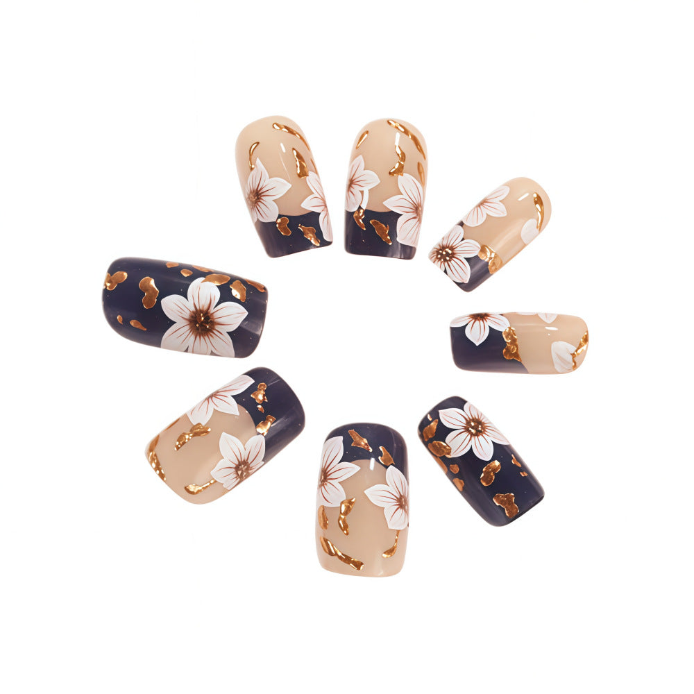 Artificial nails with floral accents and glamour effects Kalsten