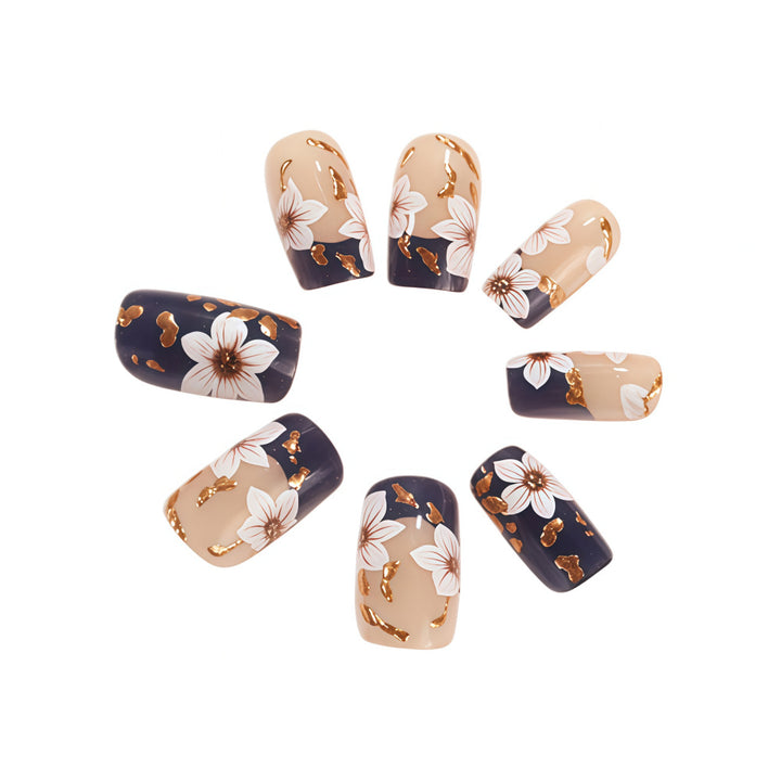 Artificial nails with floral accents and glamour effects Kalsten