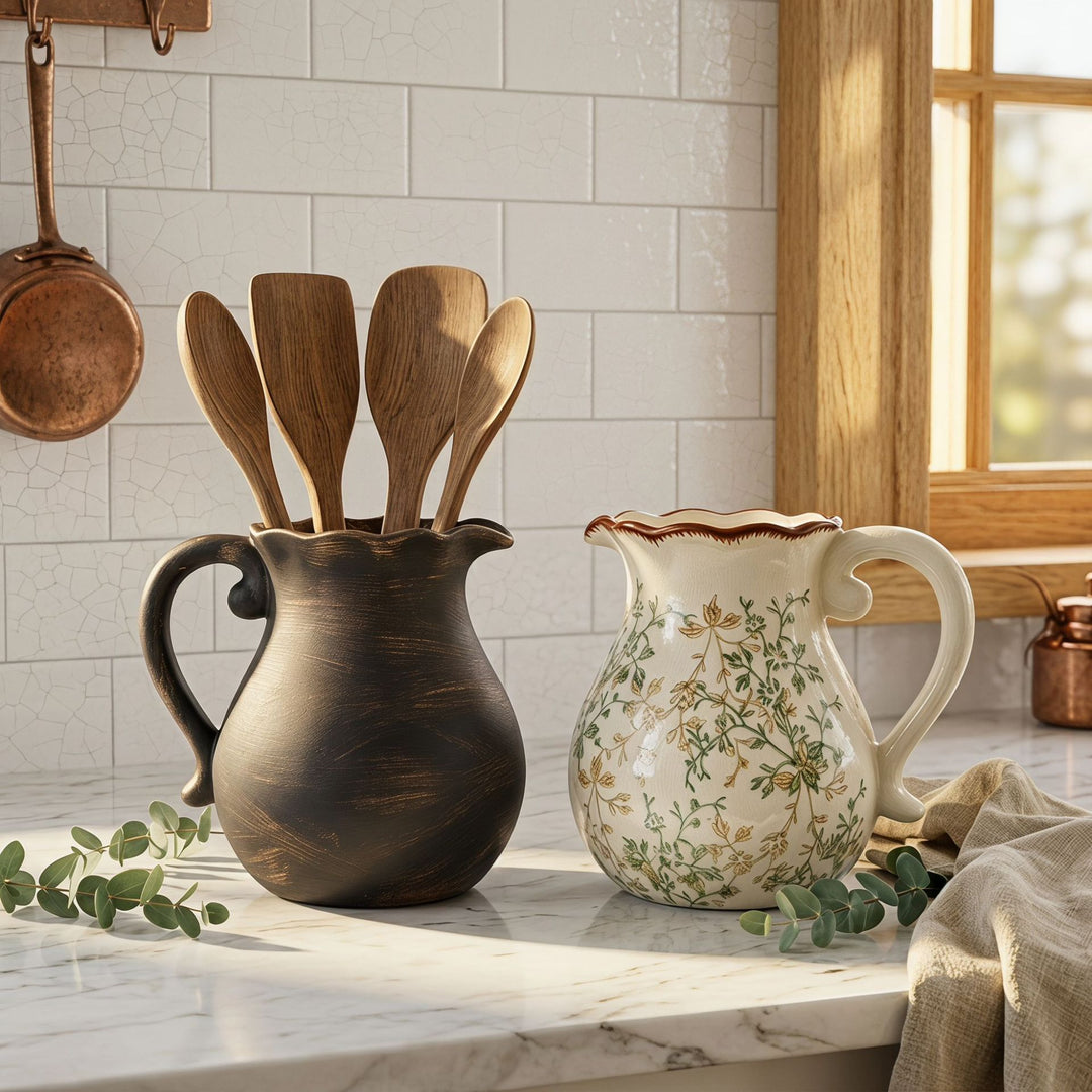 Elegant ceramic jug with floral patterns Kalsten