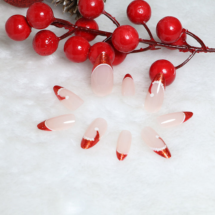 Festive French Tip Press-On Nail Set Kalsten
