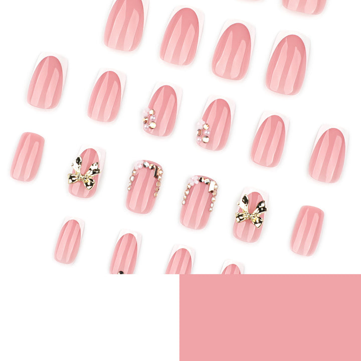 Elegant Nail Extensions with French Tips and Decorative Accents Kalsten