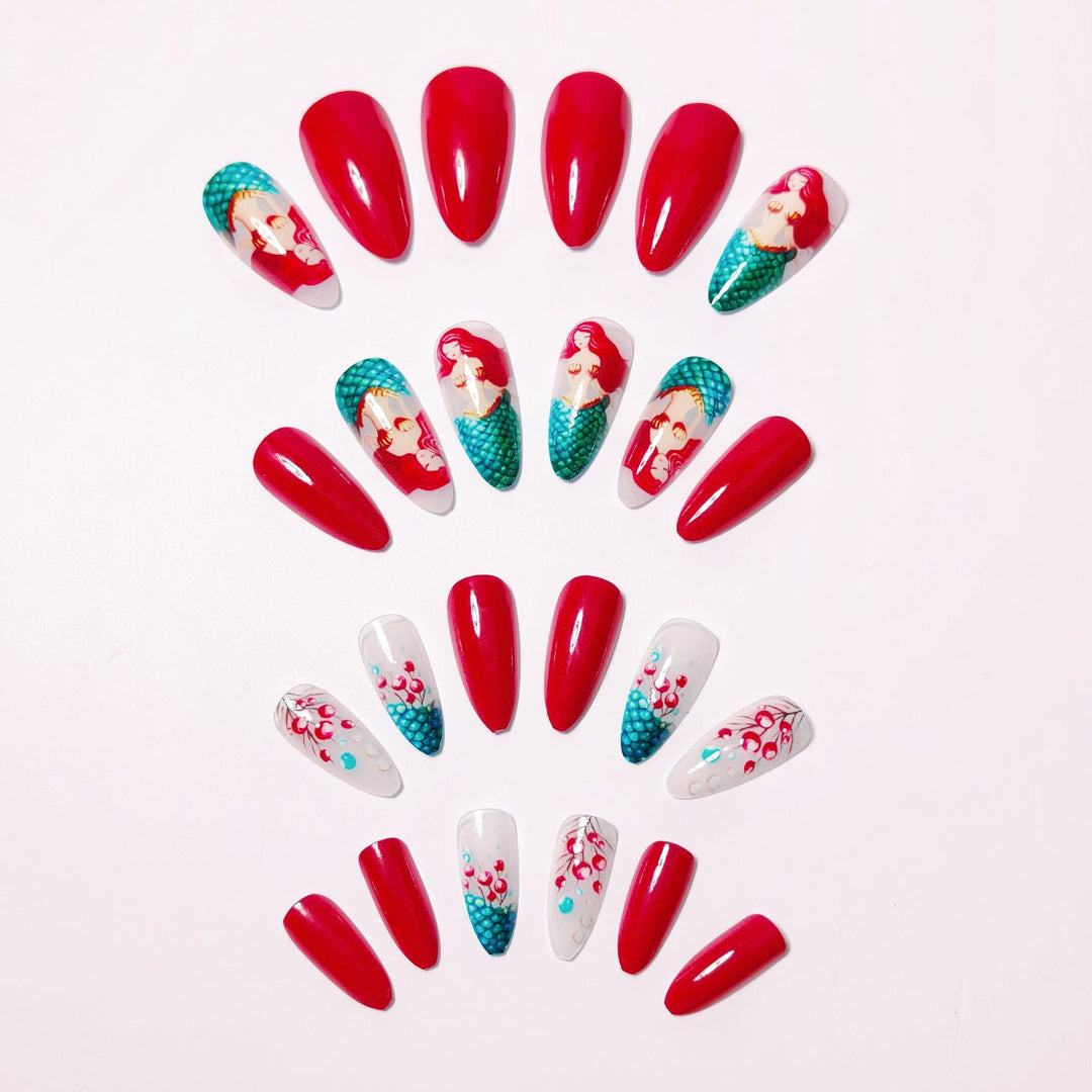 Mermaid motif artificial nails Kalsten