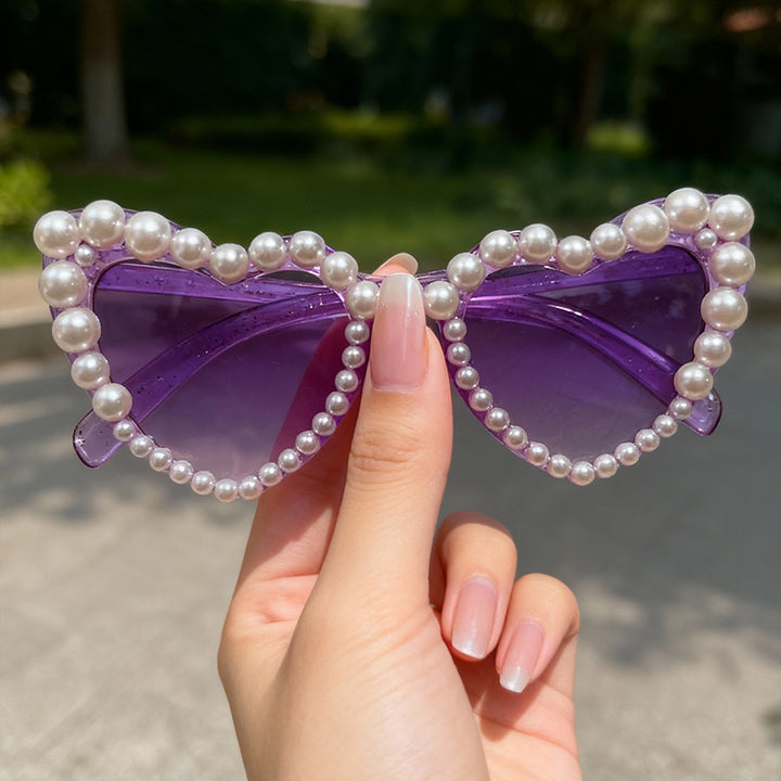 Decorative Pearl-Embellished Cat-Eye Sunglasses Kalsten