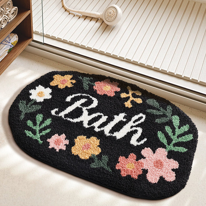 Textured Floral Bath Mat Kalsten