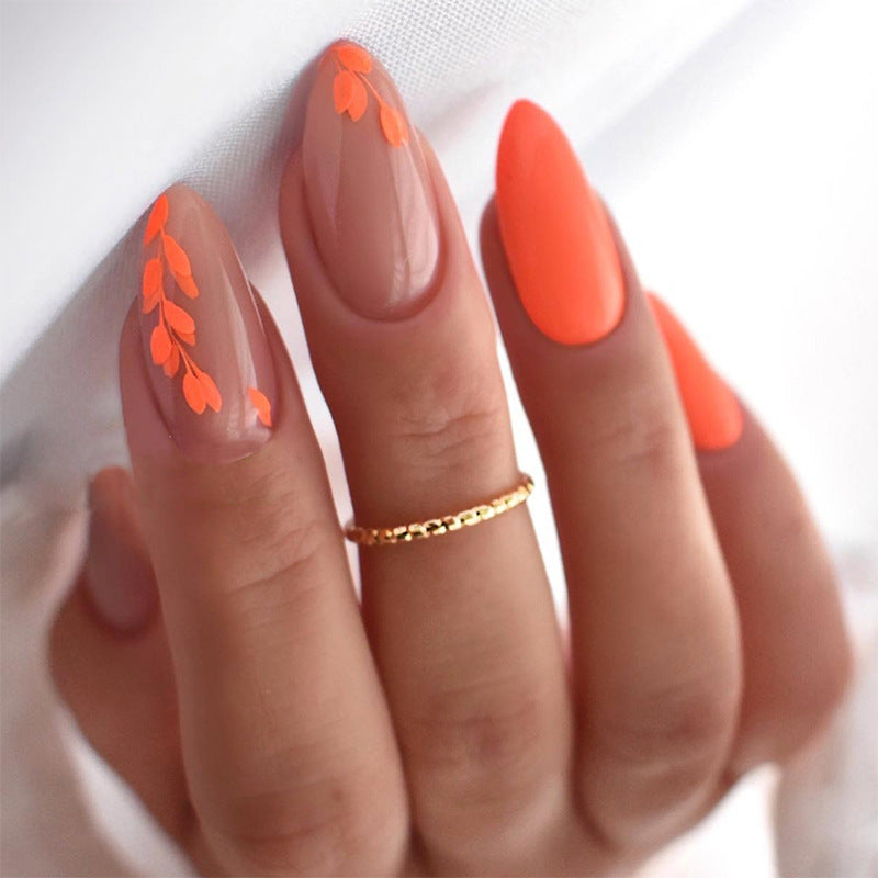 Artistic Press-On Nail Set with Seasonal Floral Designs kalsten