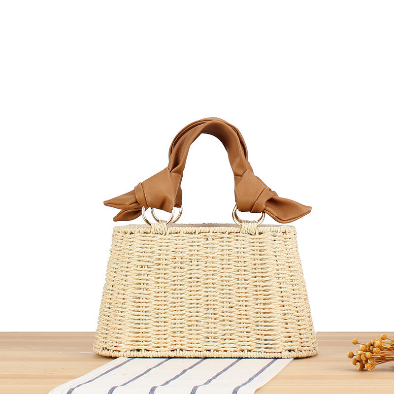 Basket bag with elegant fabric decoration Kalsten