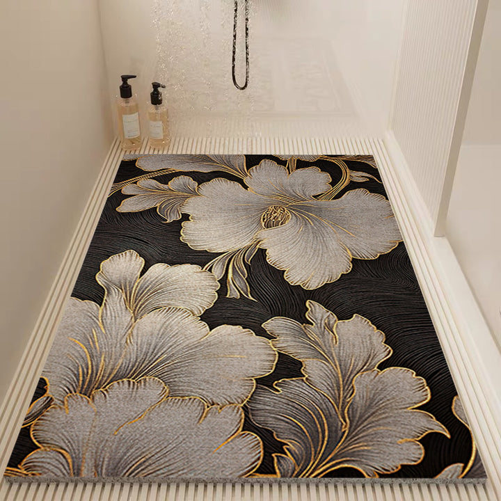 Elegant Floral Patterned Bath Mat Kalsten