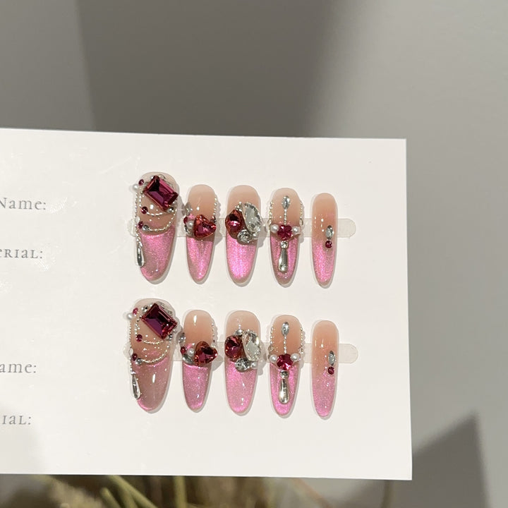 Sparkling Jewel-Embellished Press-On Nail Set