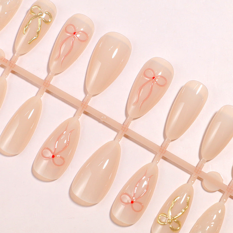 Decorative Press-On Nail Art Set with Bow Highlights Kalsten