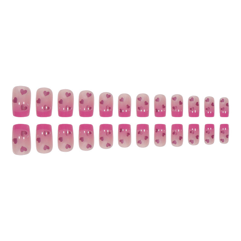 Heart-Embellished Ombre Press-On Nails Kalsten
