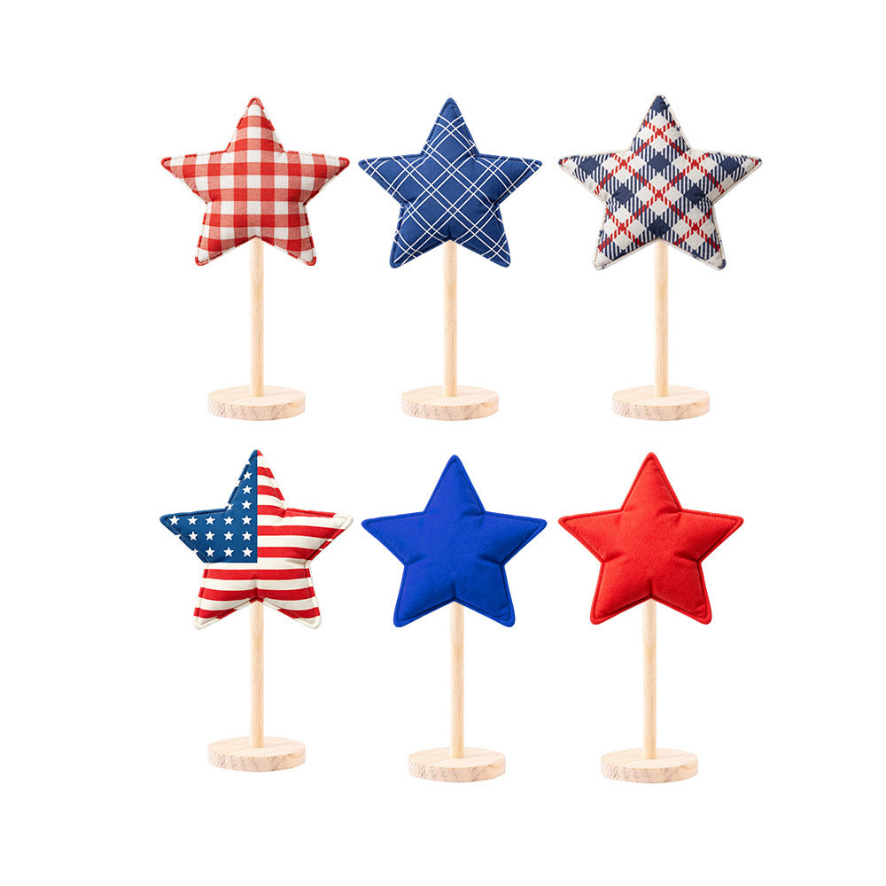 Unisex decorative star decoration figures made of fabric on wooden stand Kalsten