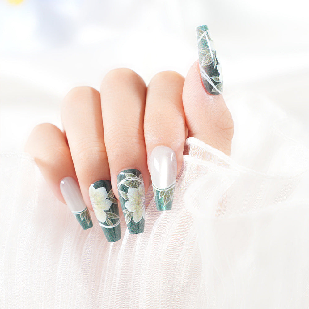 Artistic Floral Press-On Nail Set Kalsten
