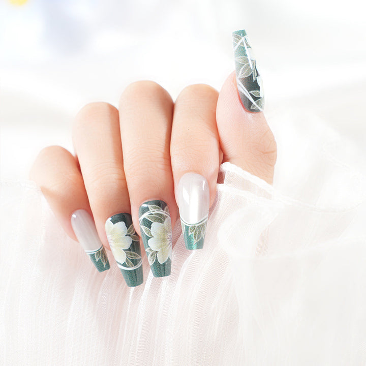 Artistic Floral Press-On Nail Set Kalsten
