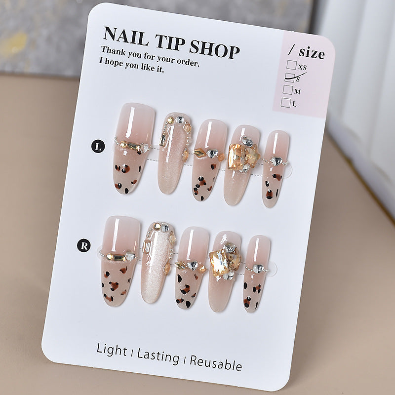Decorative Press-On Nail Extensions with Gem Accents Kalsten