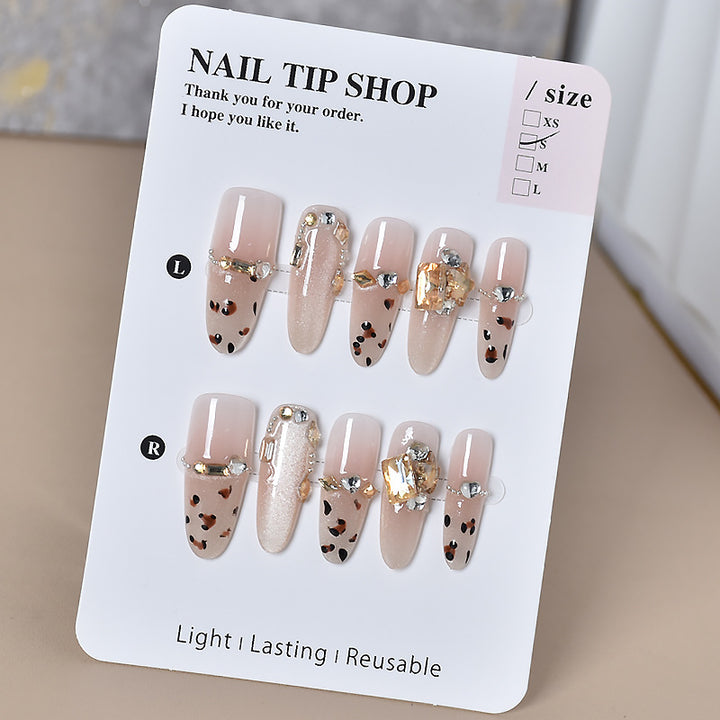 Decorative Press-On Nail Extensions with Gem Accents Kalsten