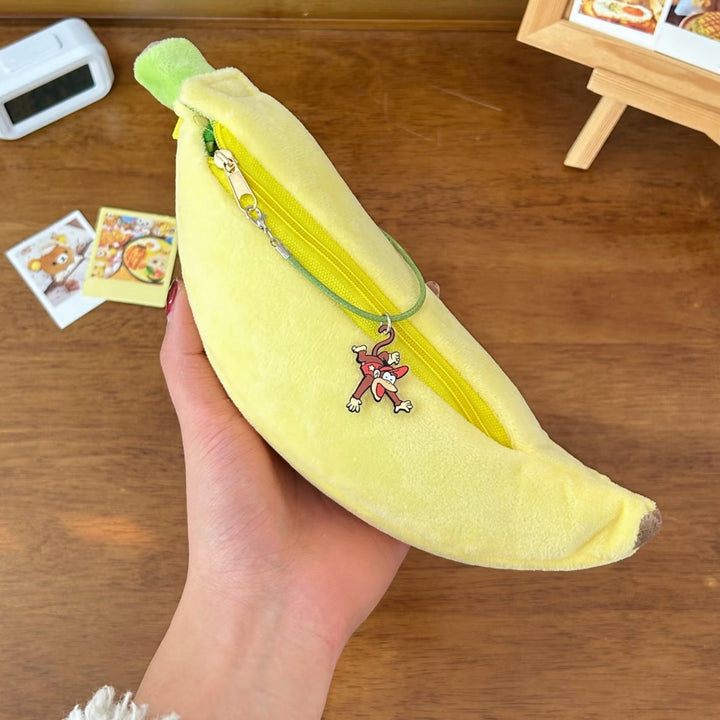 Banana-Shaped Plush Pencil Case