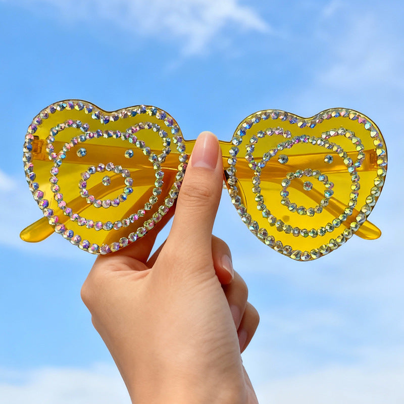 Heart-Shaped Rhinestone Sunglasses Kalsten