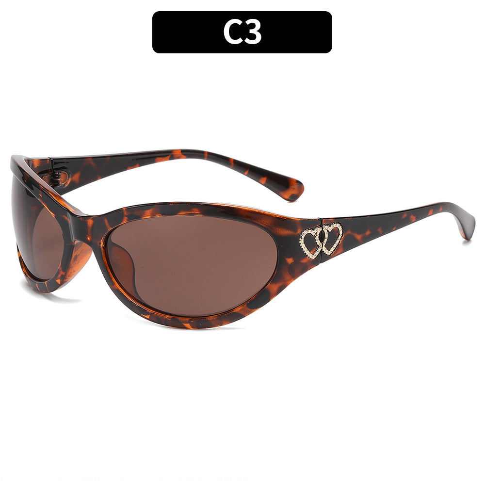 Elegant Heart-Accent Cat-Eye Sunglasses