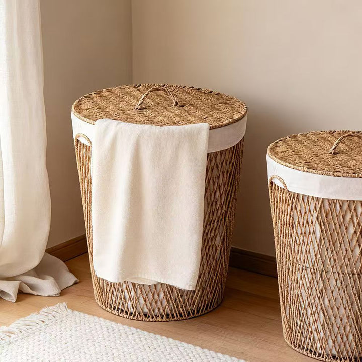 Natural fiber laundry basket with lid Kalsten