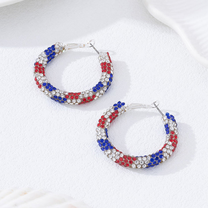 Women's nan pave rhinestone encrusted hoop earrings with secure leverback closure Kalsten