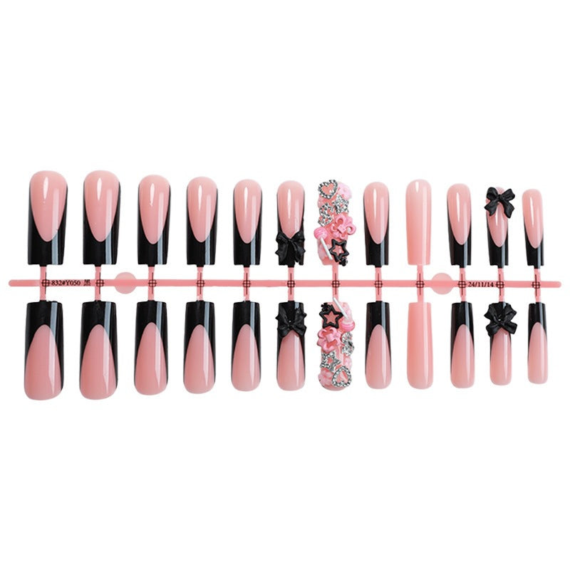 Nail set with elegant black-pink design Kalsten