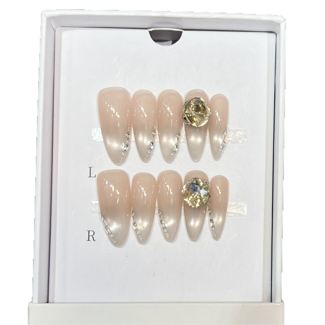 Elegant Stiletto Nail Art Set with Crystal Embellishments Kalsten