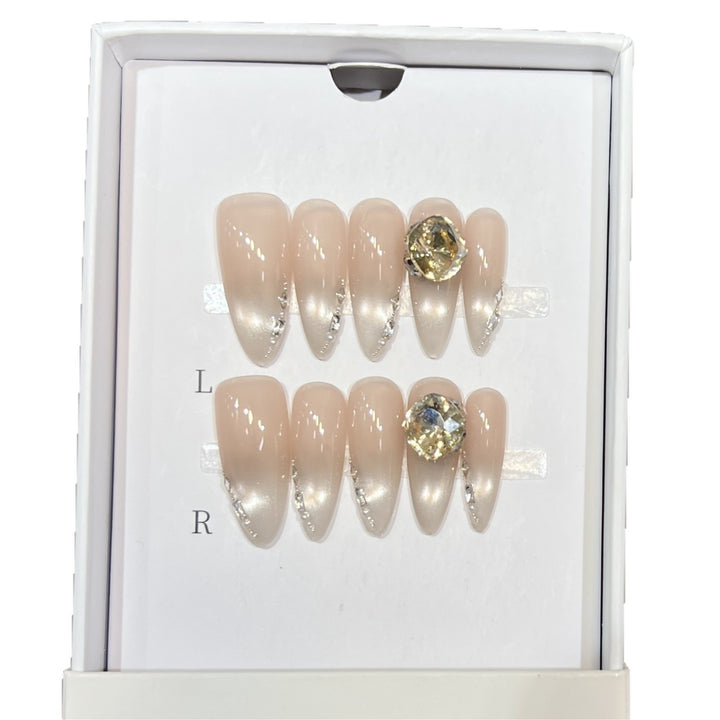 Elegant Stiletto Nail Art Set with Crystal Embellishments Kalsten