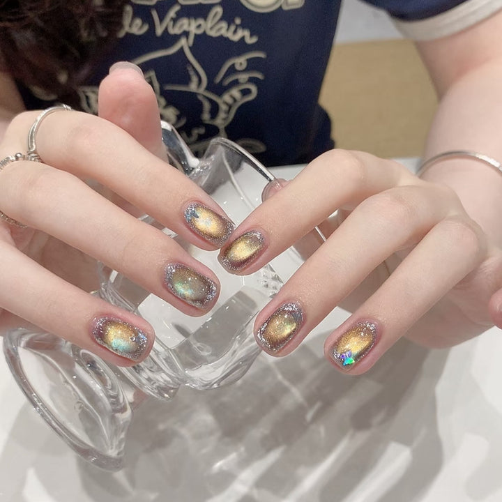 Metallic Galaxy Press-On Nail Art