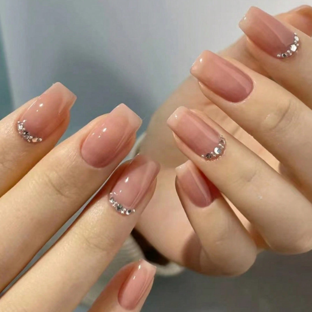 Elegant Acrylic Nail Art Kit with Rhinestone Accents