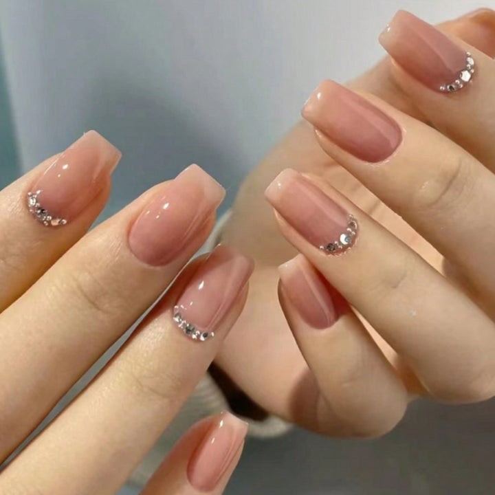 Elegant Acrylic Nail Art Kit with Rhinestone Accents
