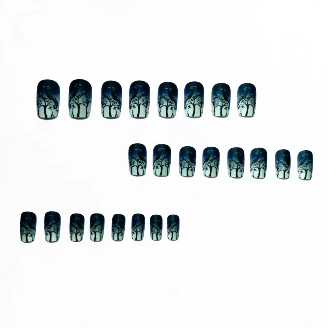 Creative skull and crow design artificial nails Kalsten