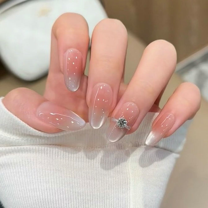 Glamorous Press-On Nail Art Set with Stylish Gemstone Accents Kalsten