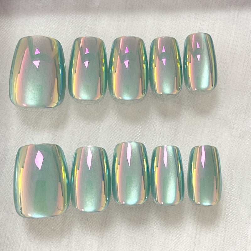Iridescent Glossy Press-On Nail Set Kalsten