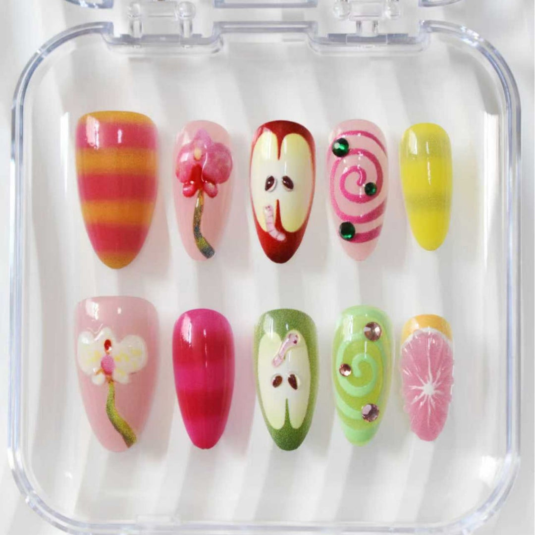 Decorative 3D Floral Press-On Nail Extensions Kalsten