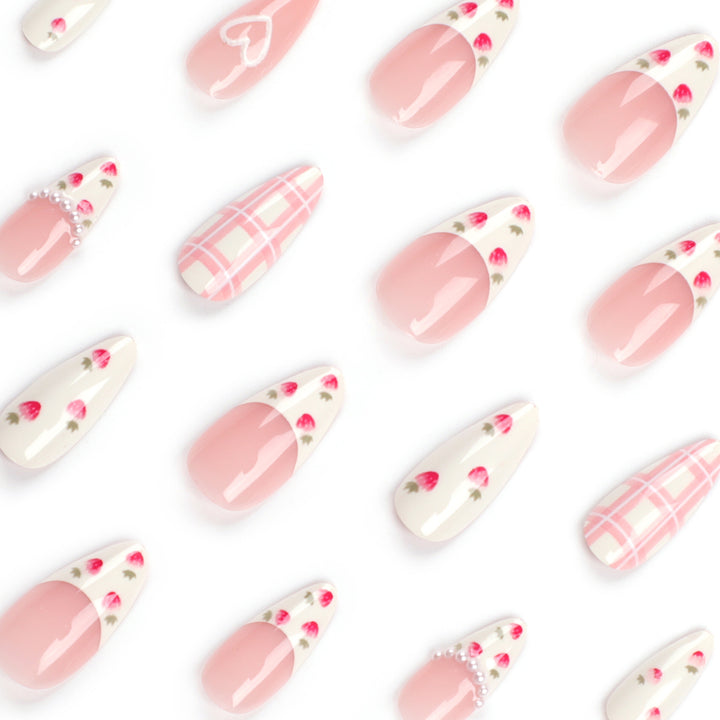 Artistic Heart and Floral Press-On Nail Extensions Kalsten
