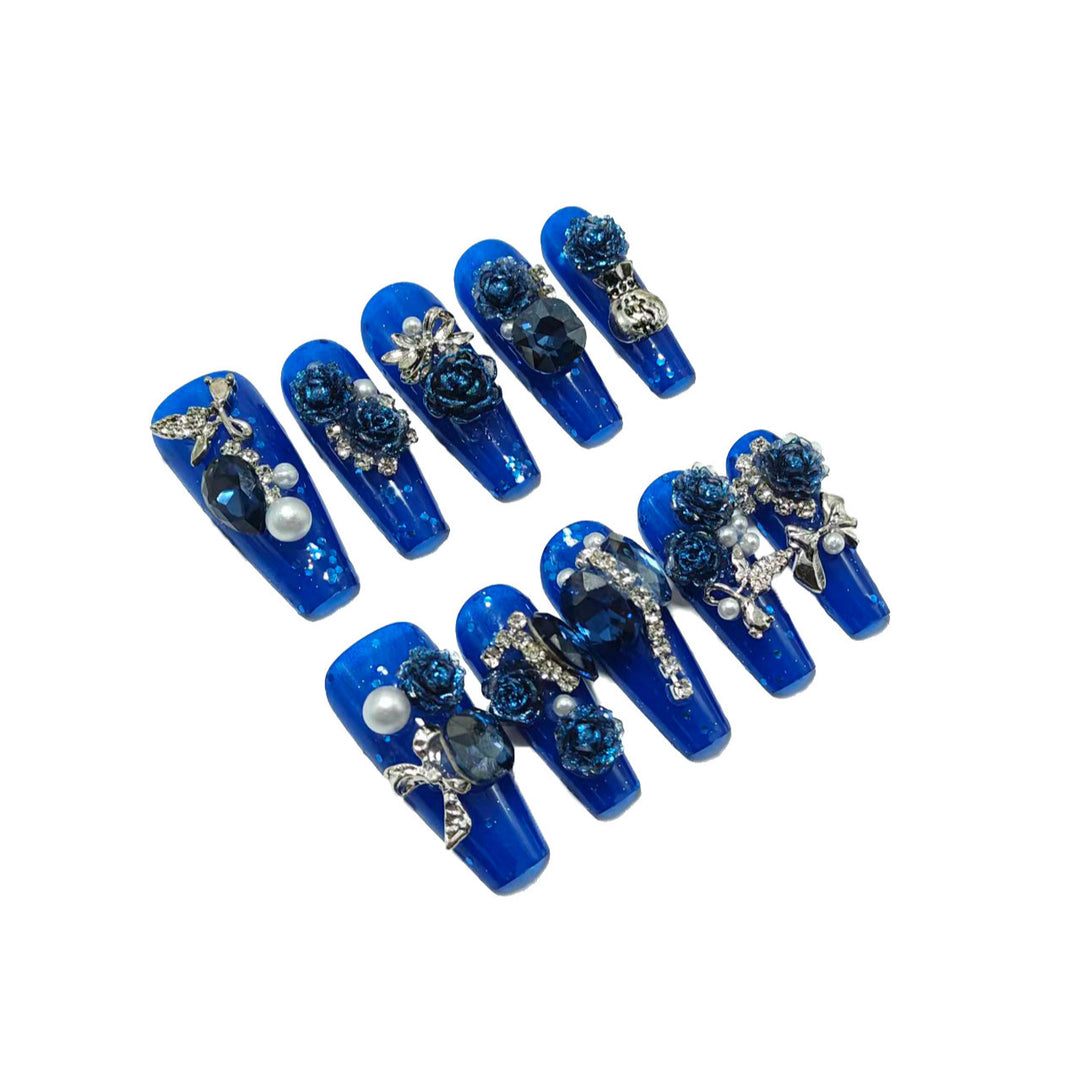 Glamorous artificial nails with floral decoration Kalsten