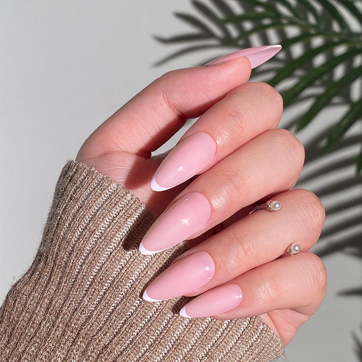 Artistic Stiletto Nails with Elegant French Tip Design Kalsten