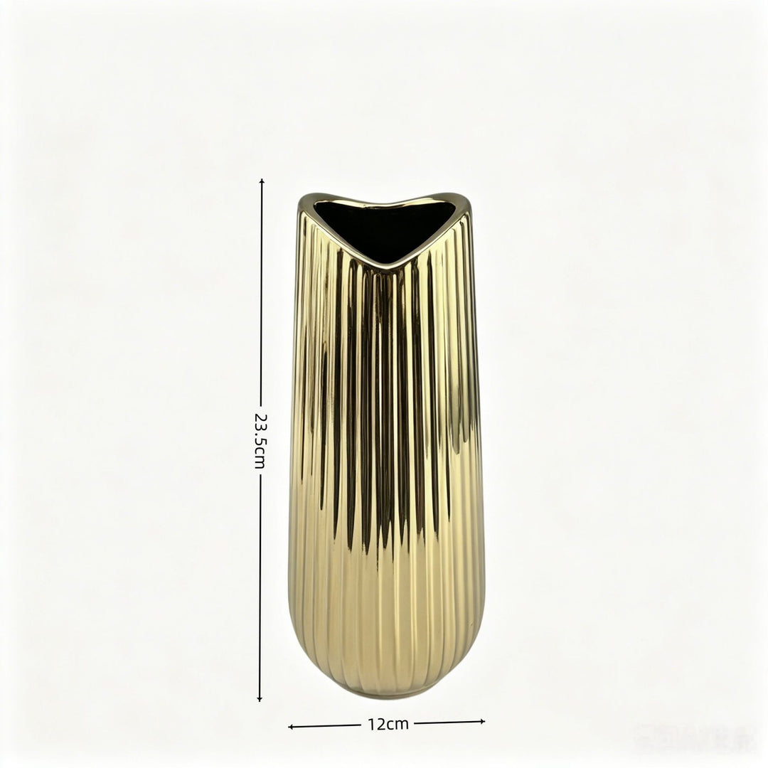 Modern Ribbed Ceramic Vase