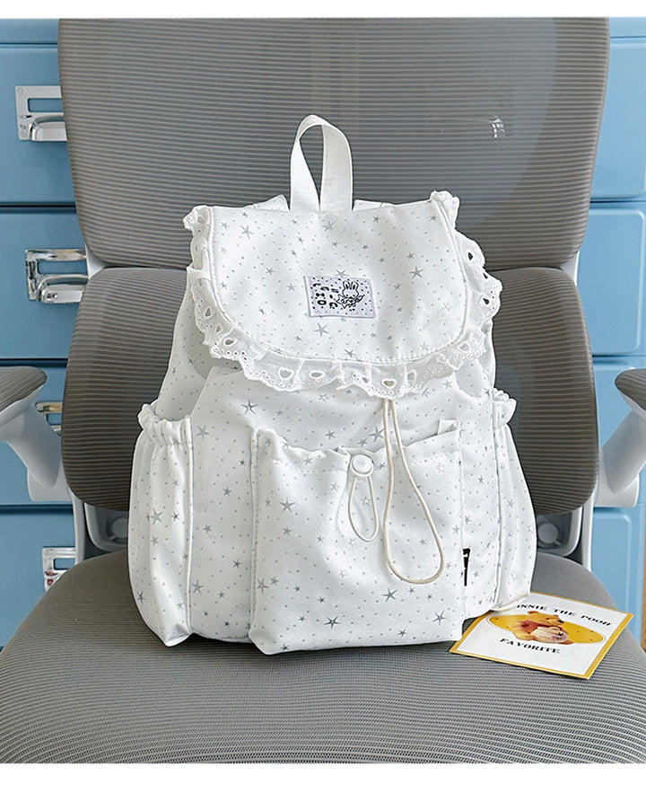 Star Print Ruffled Backpack Kalsten
