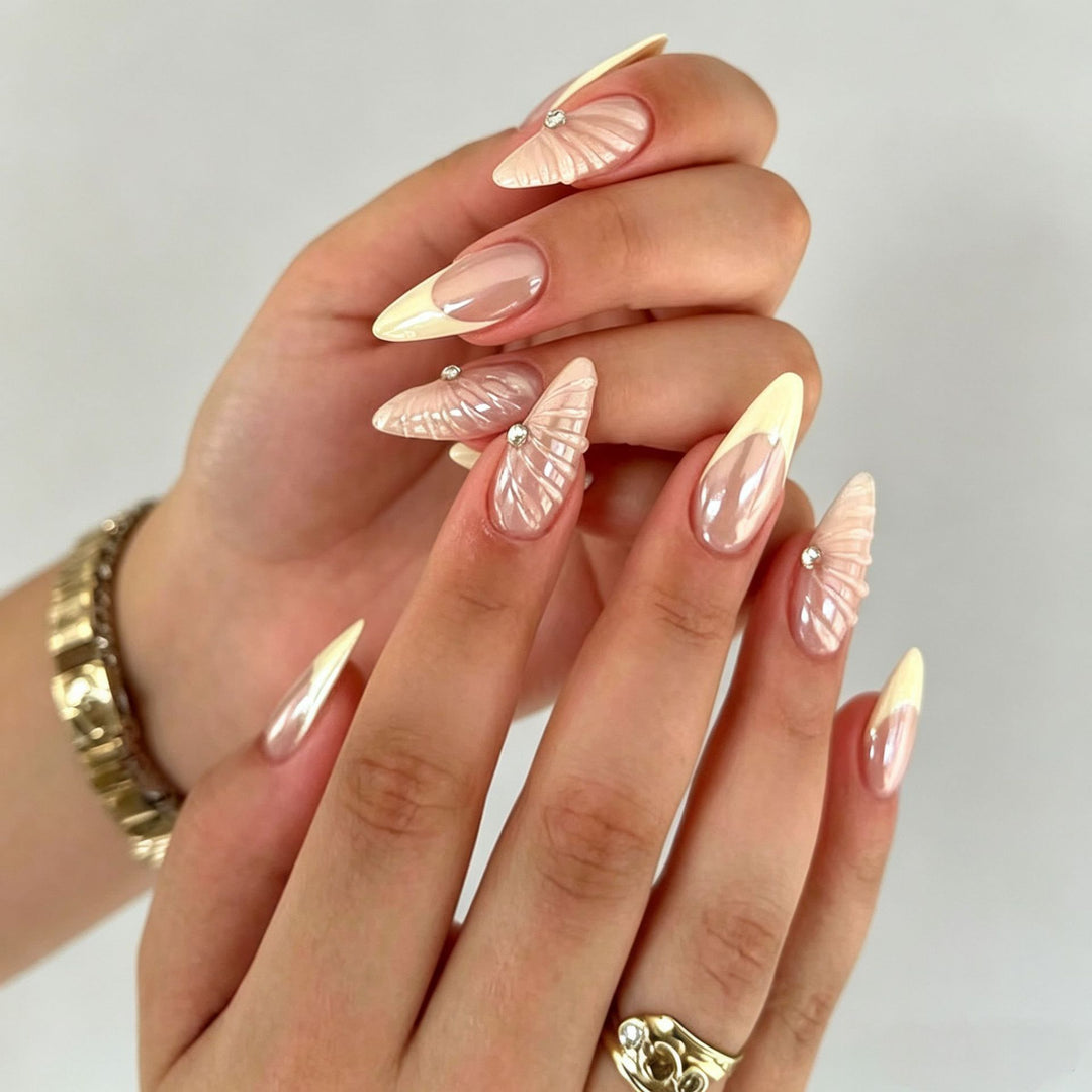 Elegant Press-On Nail Tips with Decorative Bow Kalsten