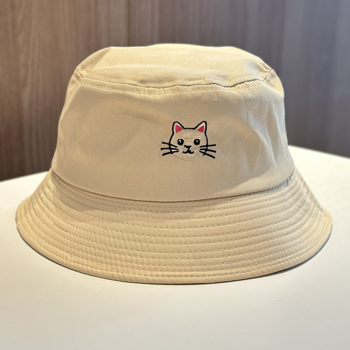 Fun Embroidered Cat Bucket Hat
