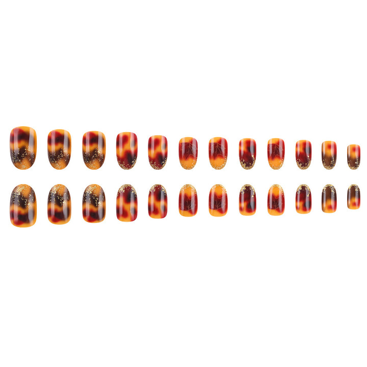Artistic Press-On Nail Set with Autumn Leaf Design Kalsten