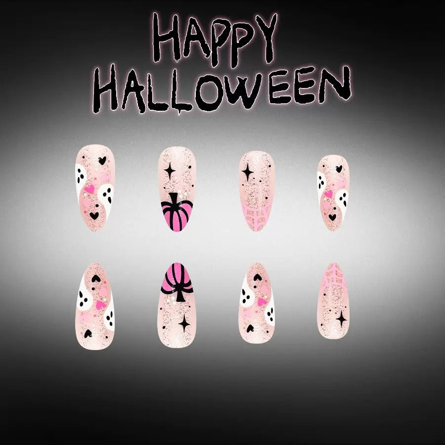 Nail art set with creative Halloween design and glitter Kalsten