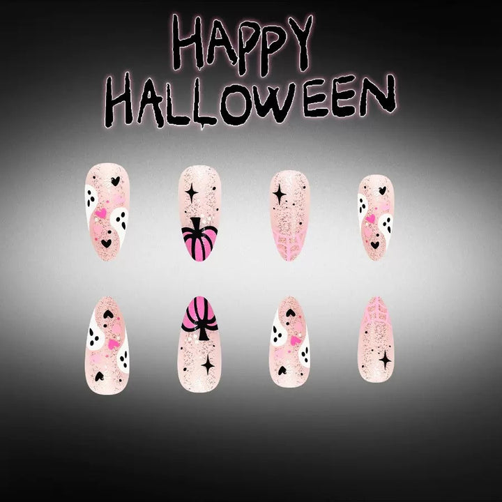Nail art set with creative Halloween design and glitter Kalsten