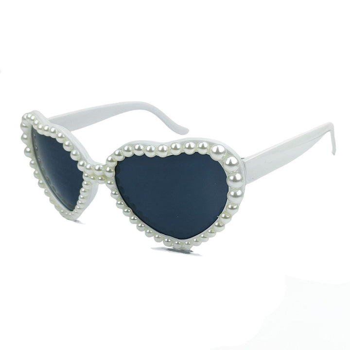 Women's Heart-Shaped Sunglasses with Glitter Stone Trim Kalsten